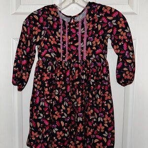 Dillards Girls Red and Pink Leaves Dress : S (5/6)